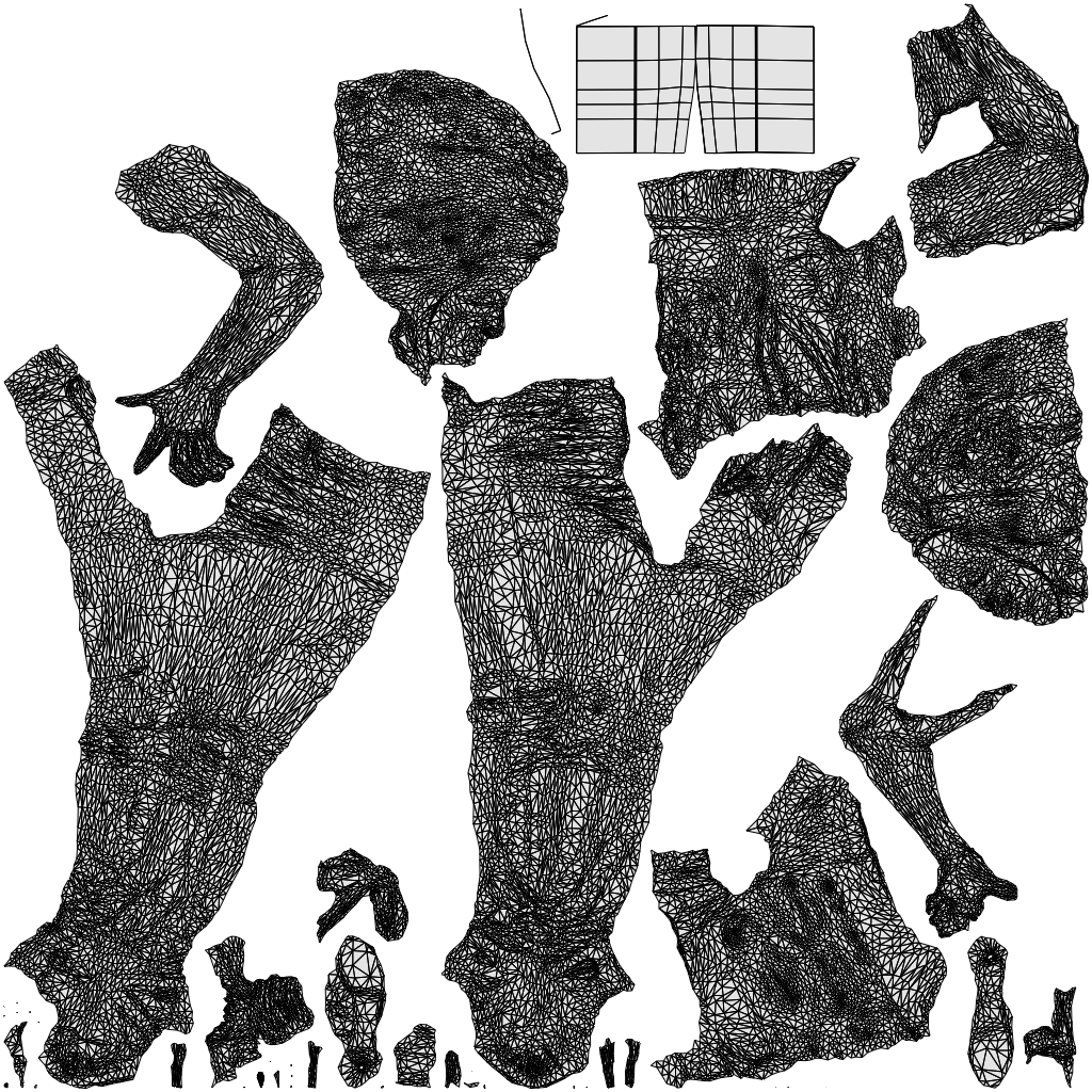 3D human model woman casual standing, photogrammetry scanned person for archviz, wireframe top-down view