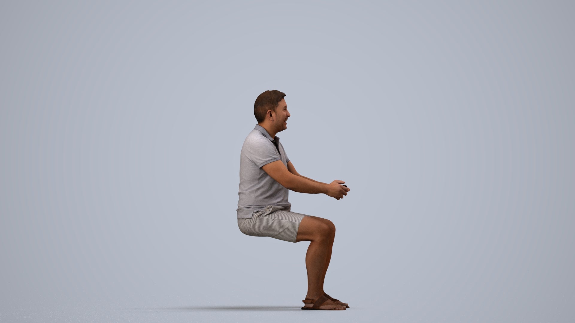realistic 3D people man casual sitting, render-ready for V-Ray and Corona, FBX OBJ, side view render