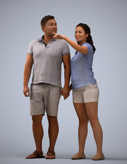 3D scanned woman couple casual, photorealistic archviz people for Enscape and SketchUp