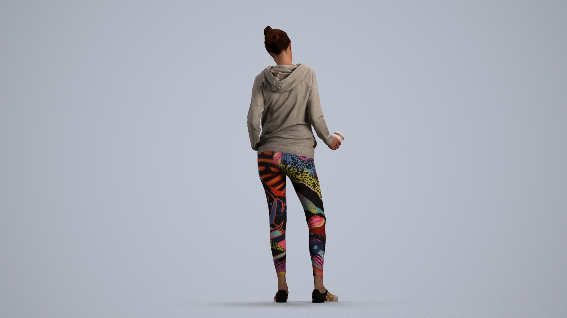 3D scanned woman standing sport, photorealistic archviz people for Enscape and SketchUp, front view render