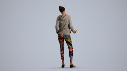 3D scanned woman standing sport, photorealistic archviz people for Enscape and SketchUp, front view render