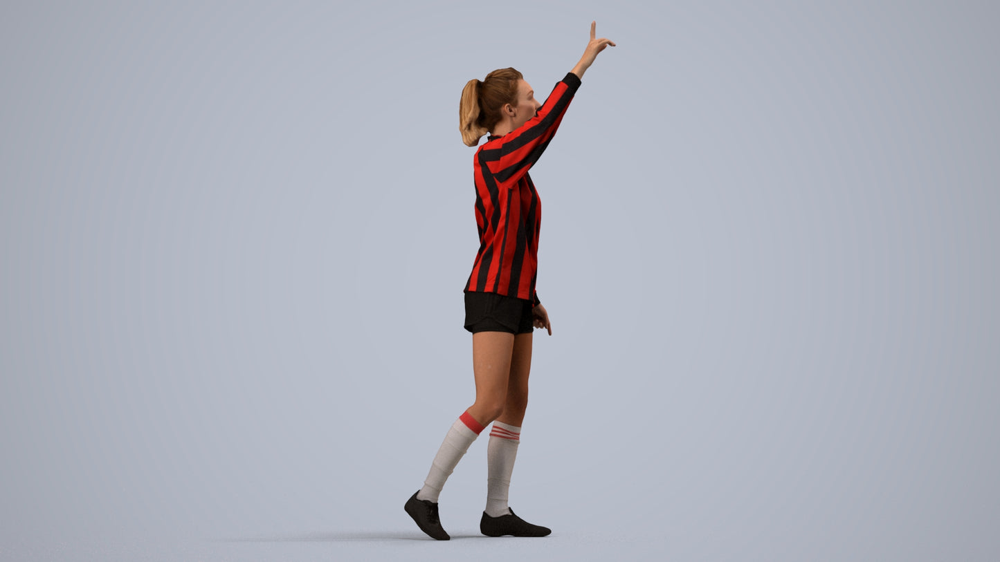 realistic 3D human woman sport, archviz people FBX OBJ for Blender, side view render