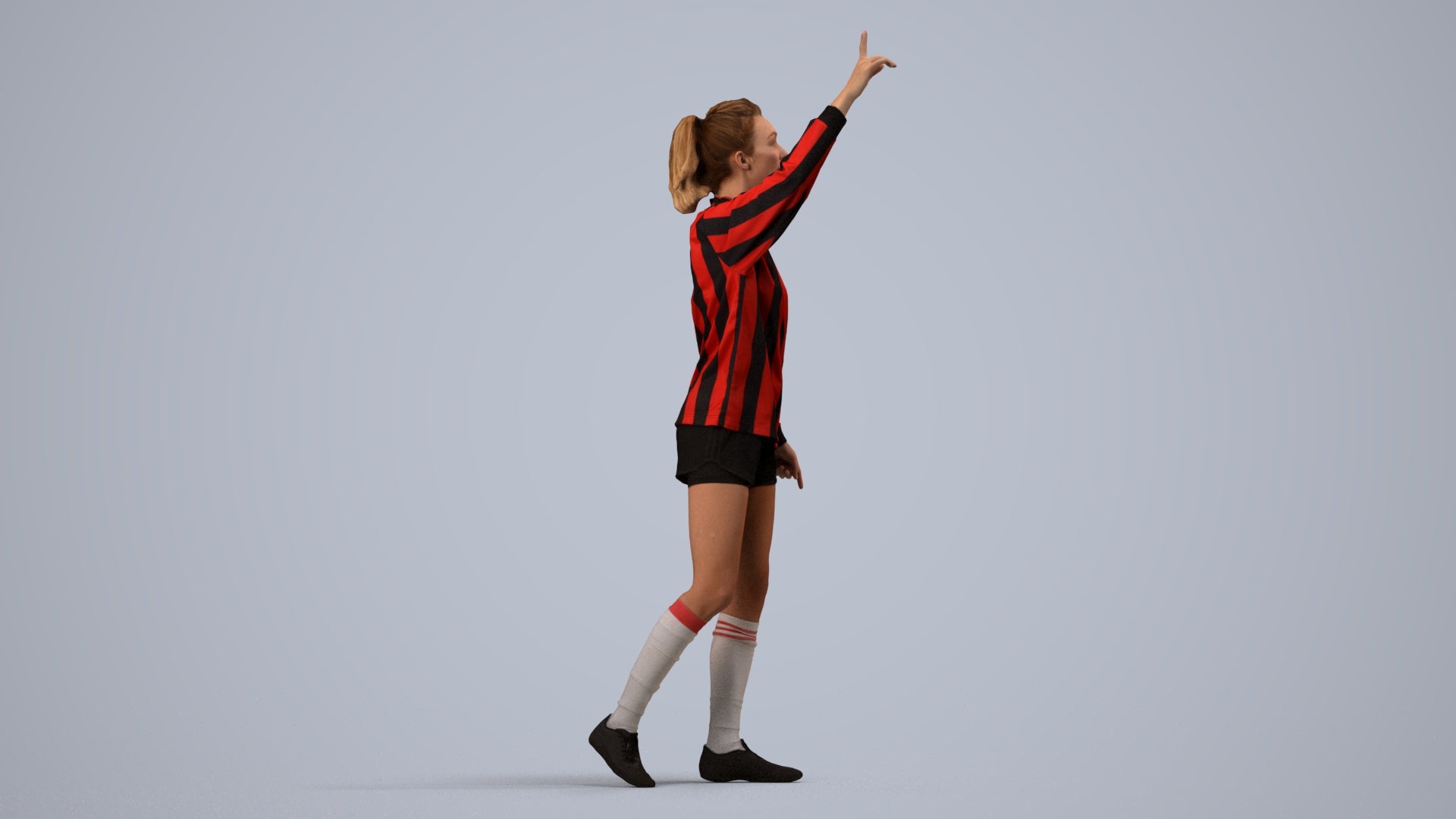 realistic 3D human woman sport, archviz people FBX OBJ for Blender, side view render