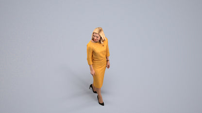 realistic 3D woman business standing, scanned archviz people for Blender and 3ds Max, back view render
