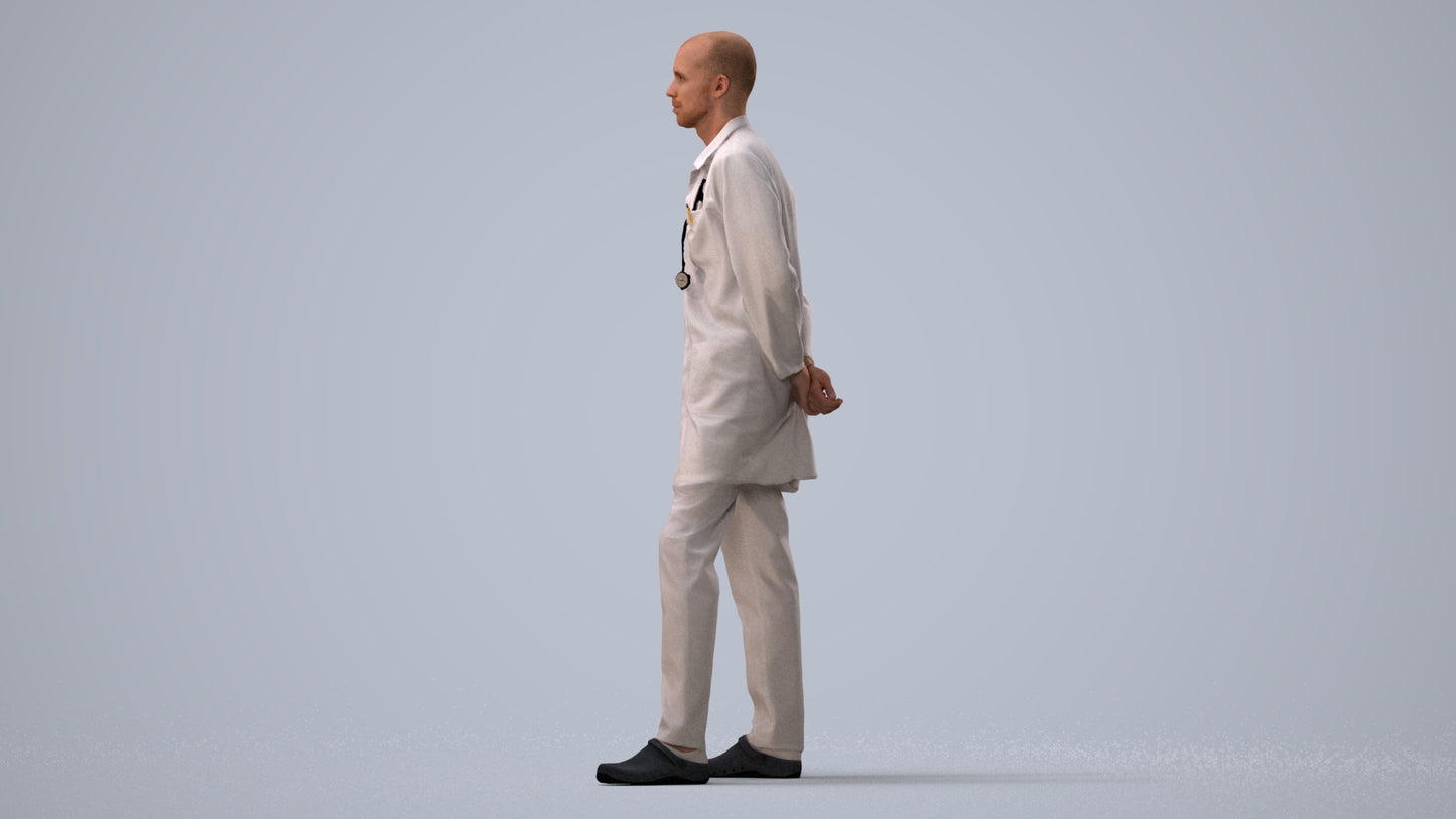 photogrammetry 3D man medical, realistic human model archviz FBX, three-quarter view render