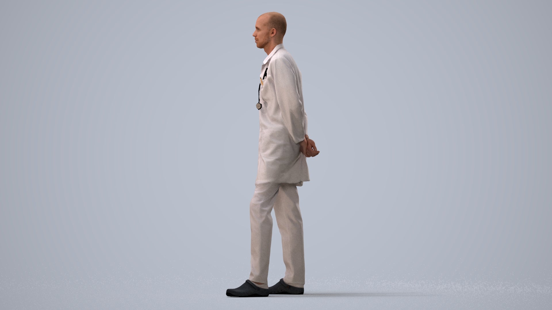 photogrammetry 3D man medical, realistic human model archviz FBX, three-quarter view render
