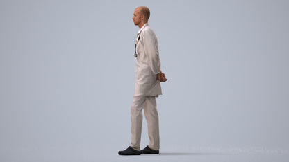 photogrammetry 3D man medical, realistic human model archviz FBX, three-quarter view render