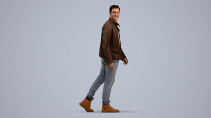 realistic 3D human man casual walking, archviz people FBX OBJ for Blender, standing pose render