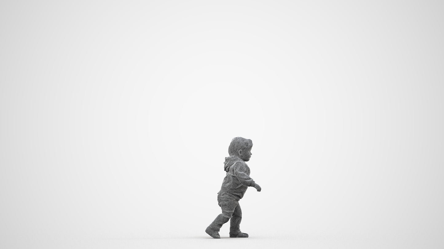 realistic 3D human boy casual kids, archviz people FBX OBJ for Blender, wireframe side view