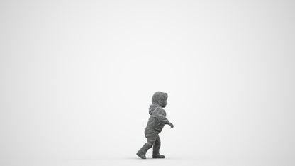 realistic 3D human boy casual kids, archviz people FBX OBJ for Blender, wireframe side view