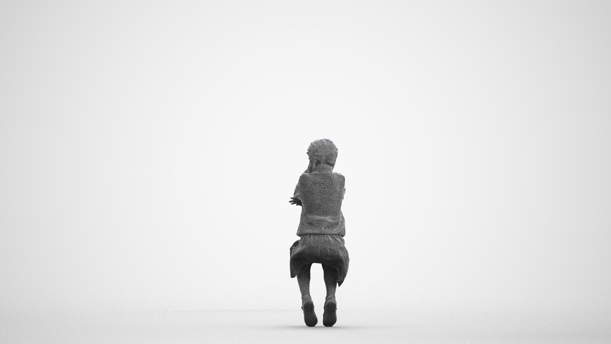 scanned 3D girl kids, photogrammetry people for Enscape and V-Ray, wireframe front view