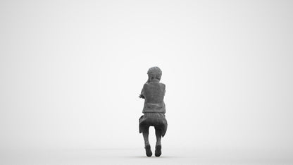 scanned 3D girl kids, photogrammetry people for Enscape and V-Ray, wireframe front view