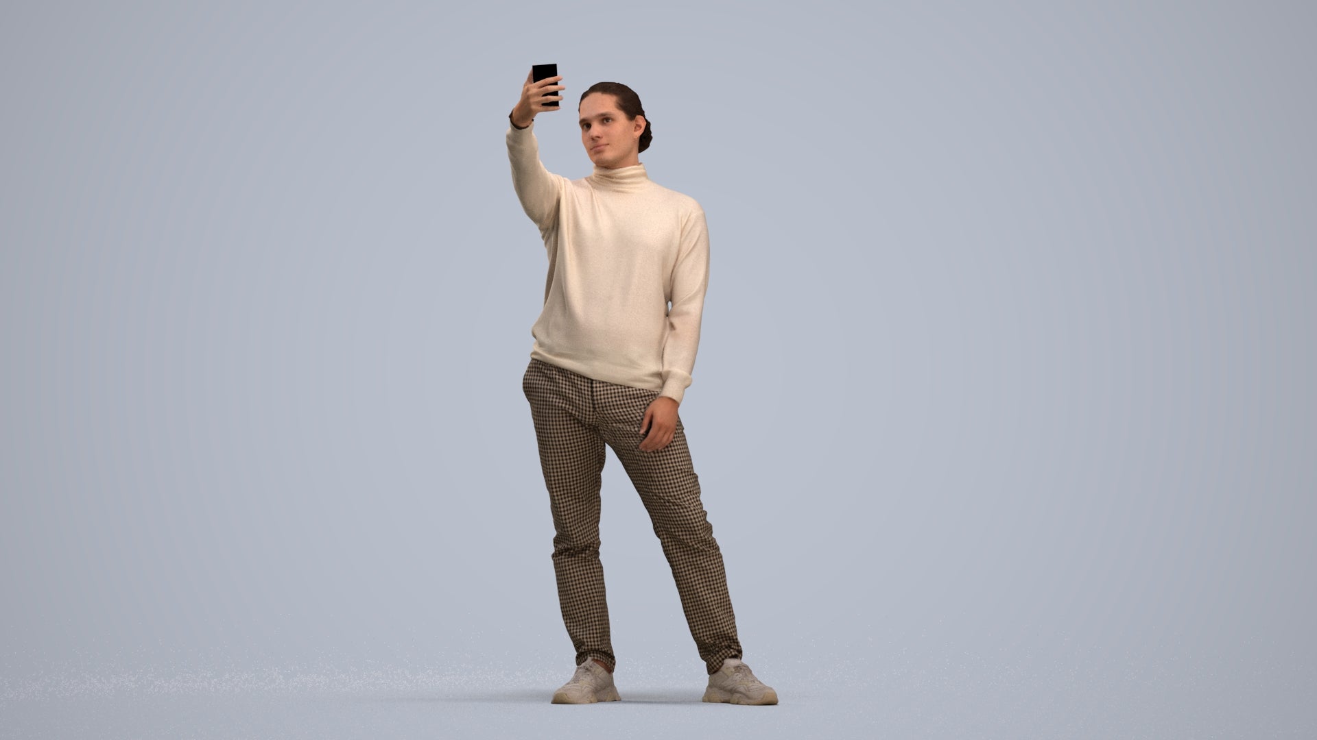 3D scanned man standing casual, photorealistic archviz people for Enscape and SketchUp, standing pose render