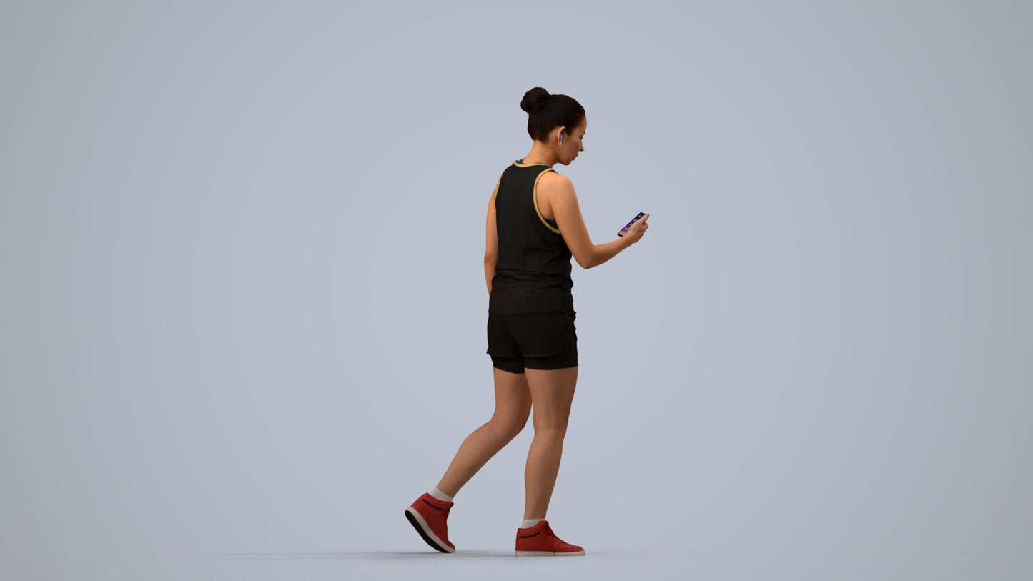 scanned 3D woman sport, photogrammetry people for Enscape and V-Ray, side view render