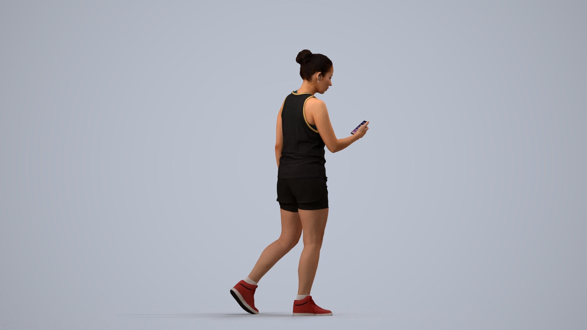 scanned 3D woman sport, photogrammetry people for Enscape and V-Ray, side view render