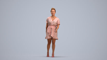 photogrammetry 3D woman casual walking, realistic human model archviz FBX, standing pose render