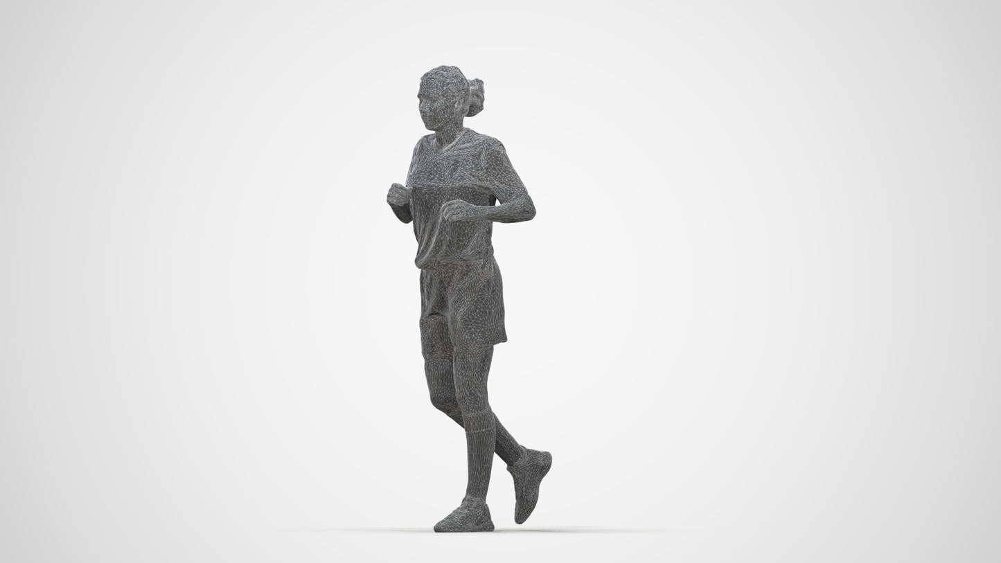 3D people model woman sport, scanned human for 3ds Max rendering, wireframe back view