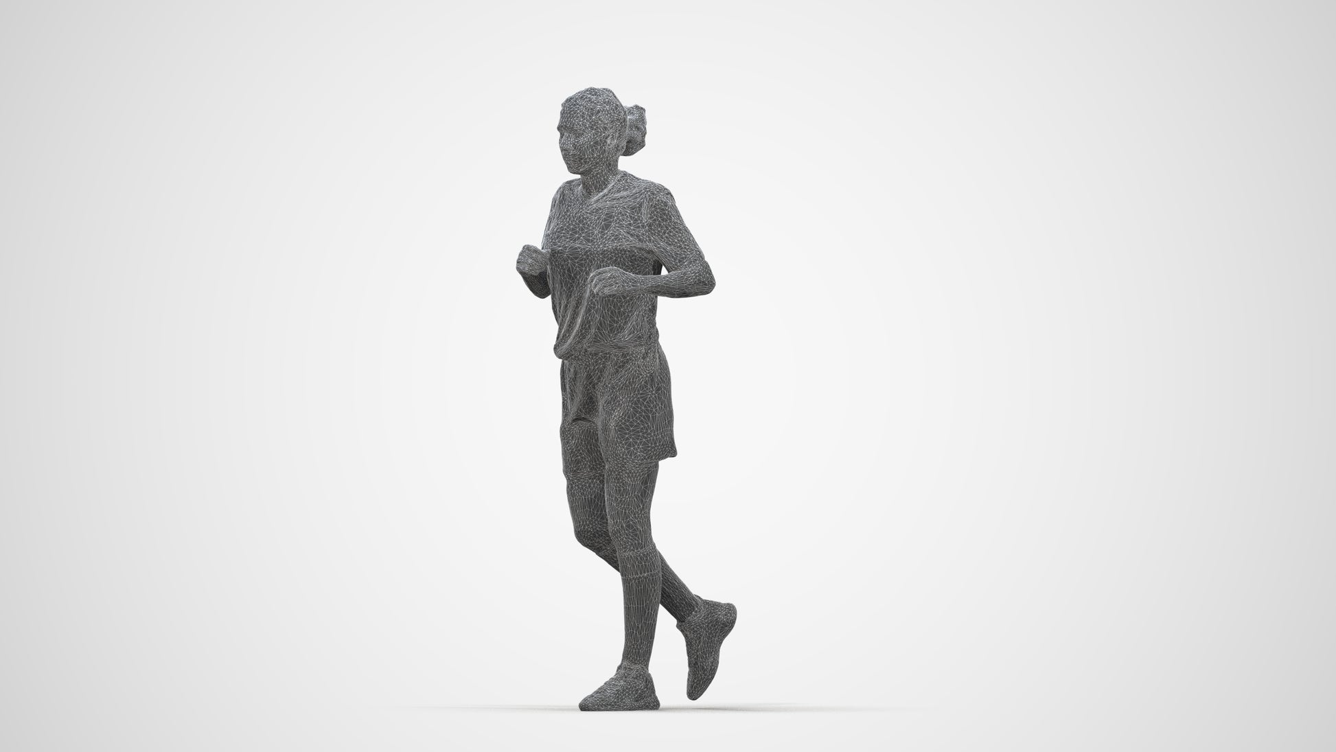 3D people model woman sport, scanned human for 3ds Max rendering, wireframe back view