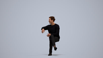 scanned 3D man casual sitting, photogrammetry people for Enscape and V-Ray, standing pose render