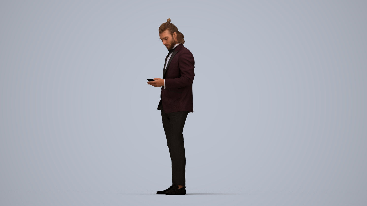 3D people model man formal formalaffairs, scanned human for 3ds Max rendering, top-down view render