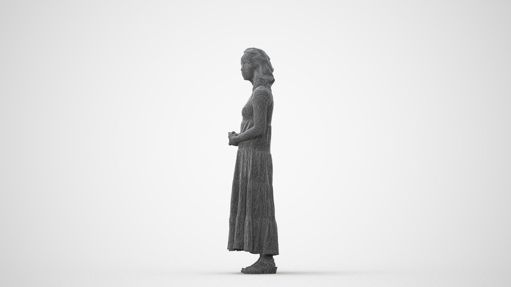 3D people model woman casual standing, scanned human for 3ds Max rendering, square thumbnail