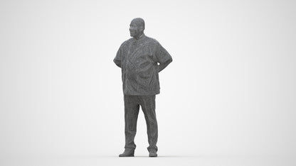 scanned 3D man hospitality, photogrammetry people for Enscape and V-Ray, wireframe back view
