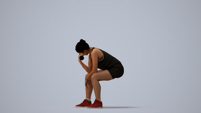 realistic 3D people woman sport, render-ready for V-Ray and Corona, FBX OBJ, three-quarter view render