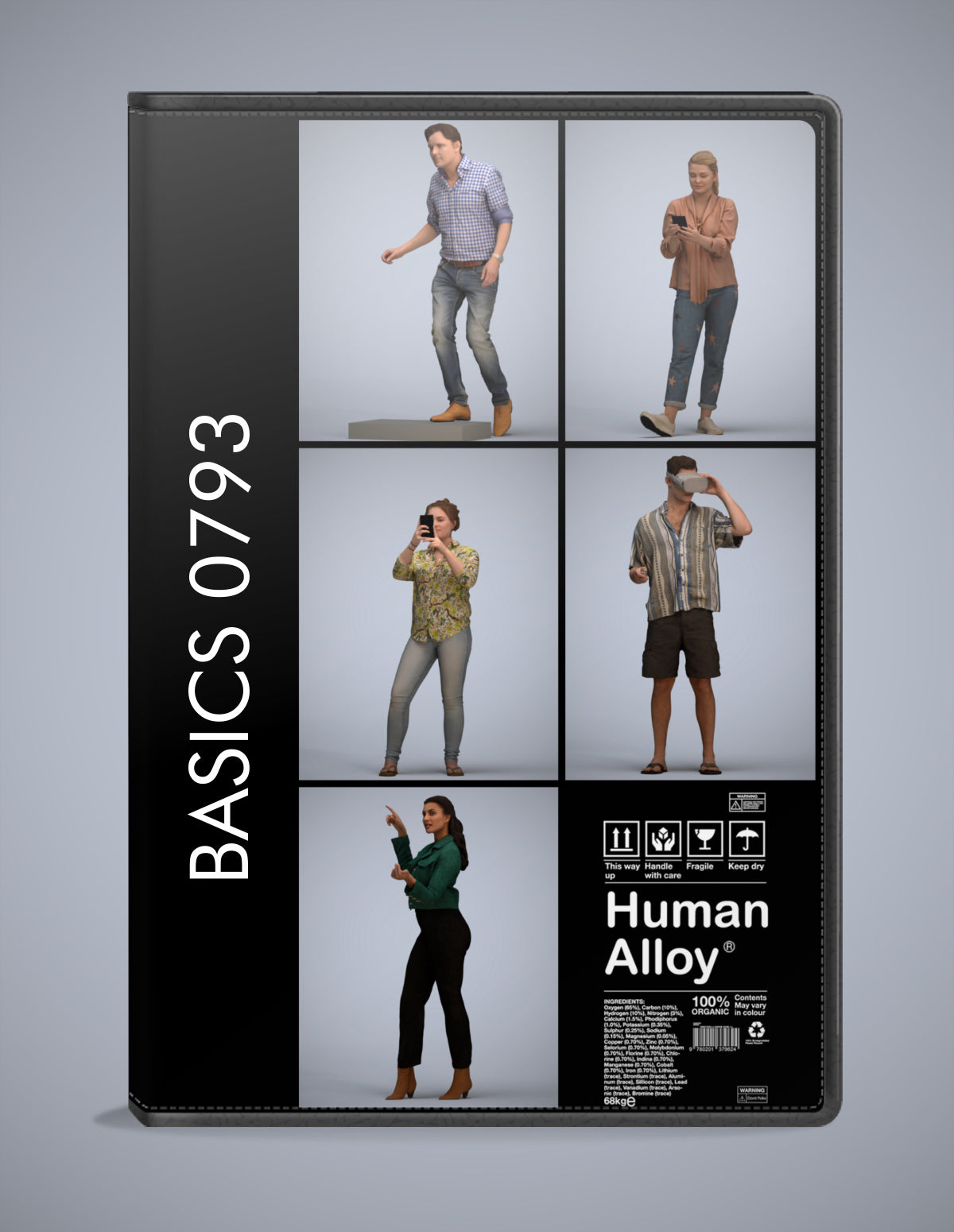 3D human models standing bundle, 5 photogrammetry scanned people for archviz