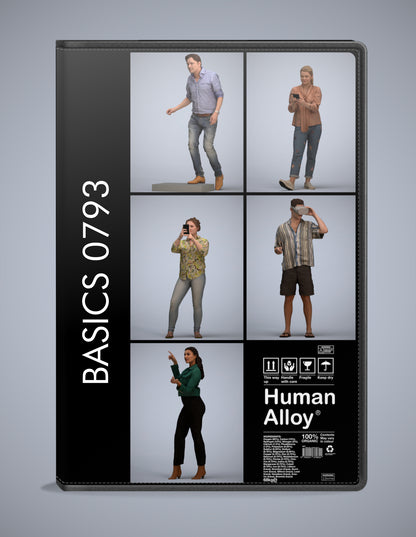 3D human models standing bundle, 5 photogrammetry scanned people for archviz