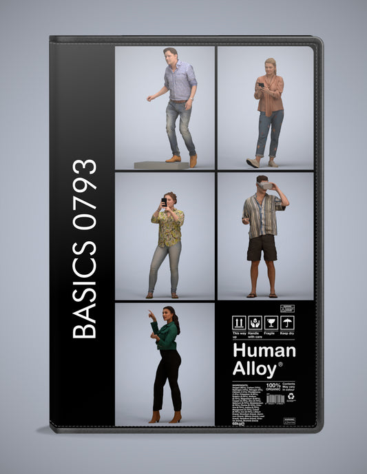 3D human models standing bundle, 5 photogrammetry scanned people for archviz