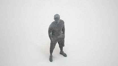 3D people model man sport standing, scanned human for 3ds Max rendering, wireframe three-quarter view