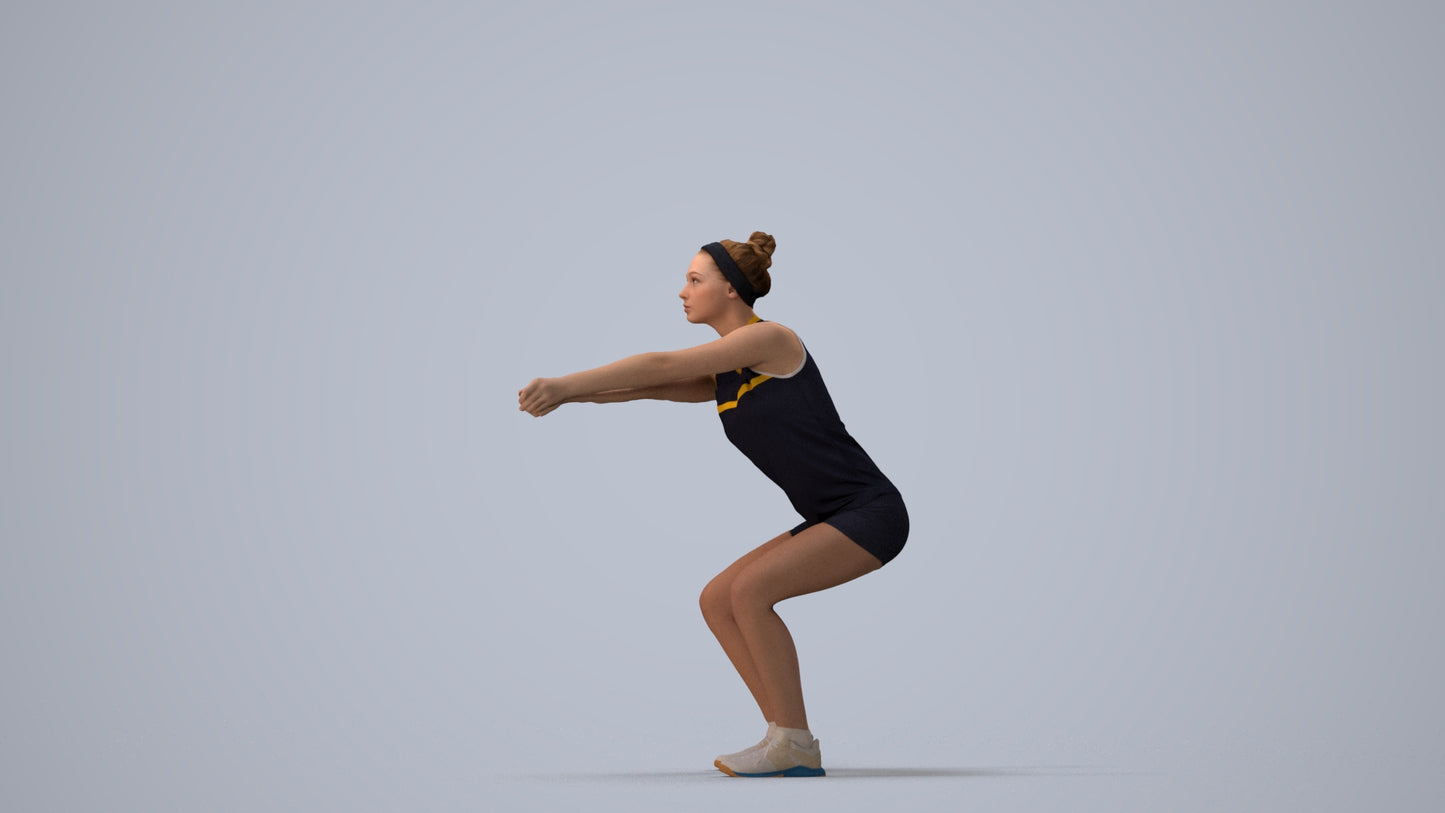 realistic 3D people girl sport, render-ready for V-Ray and Corona, FBX OBJ, three-quarter view render