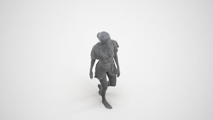 realistic 3D human woman bathroom, archviz people FBX OBJ for Blender, wireframe three-quarter view