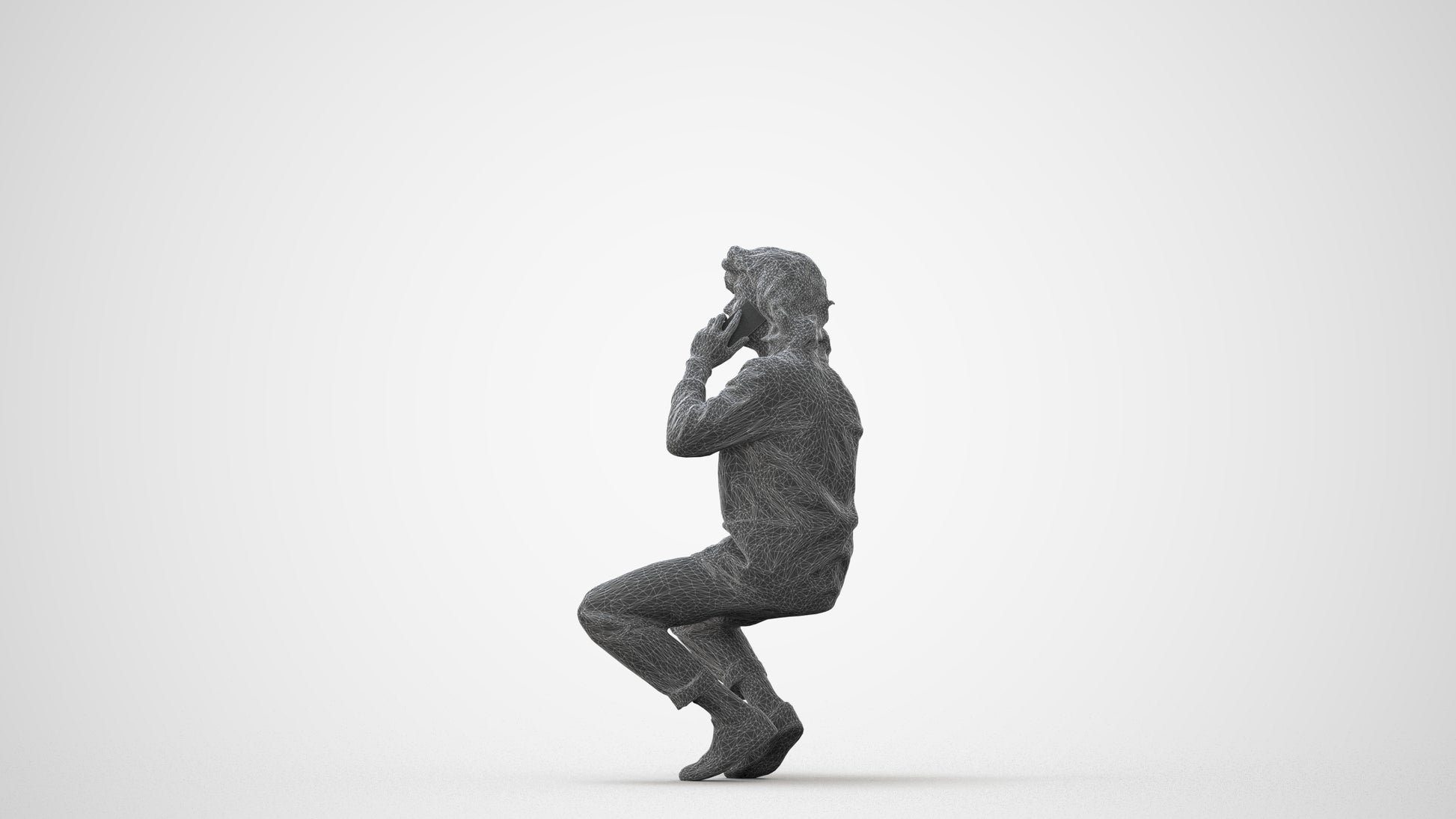 realistic 3D man casual sitting, scanned archviz people for Blender and 3ds Max, square thumbnail