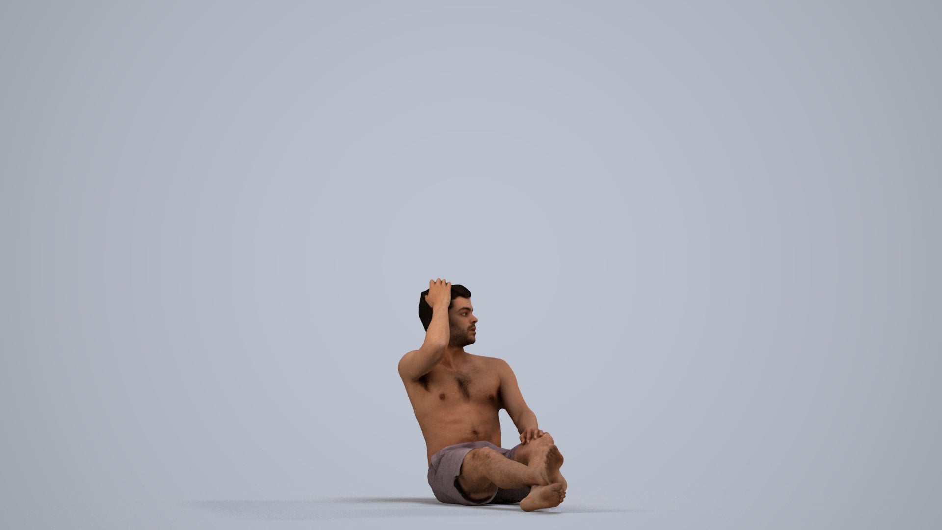 realistic 3D man pool, scanned archviz people for Blender and 3ds Max, side view render