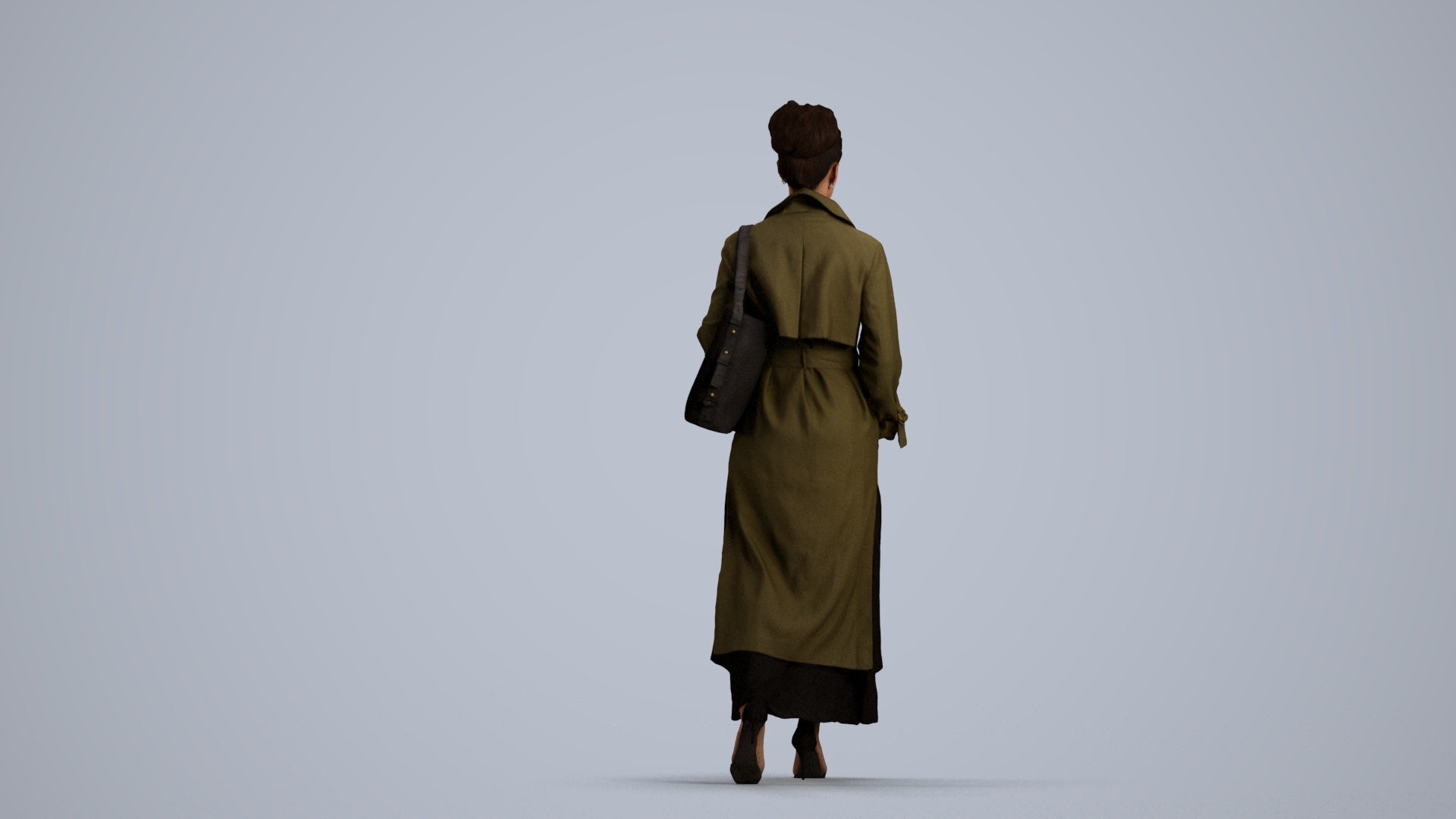 photogrammetry 3D woman casual walking, realistic human model archviz FBX, front view render