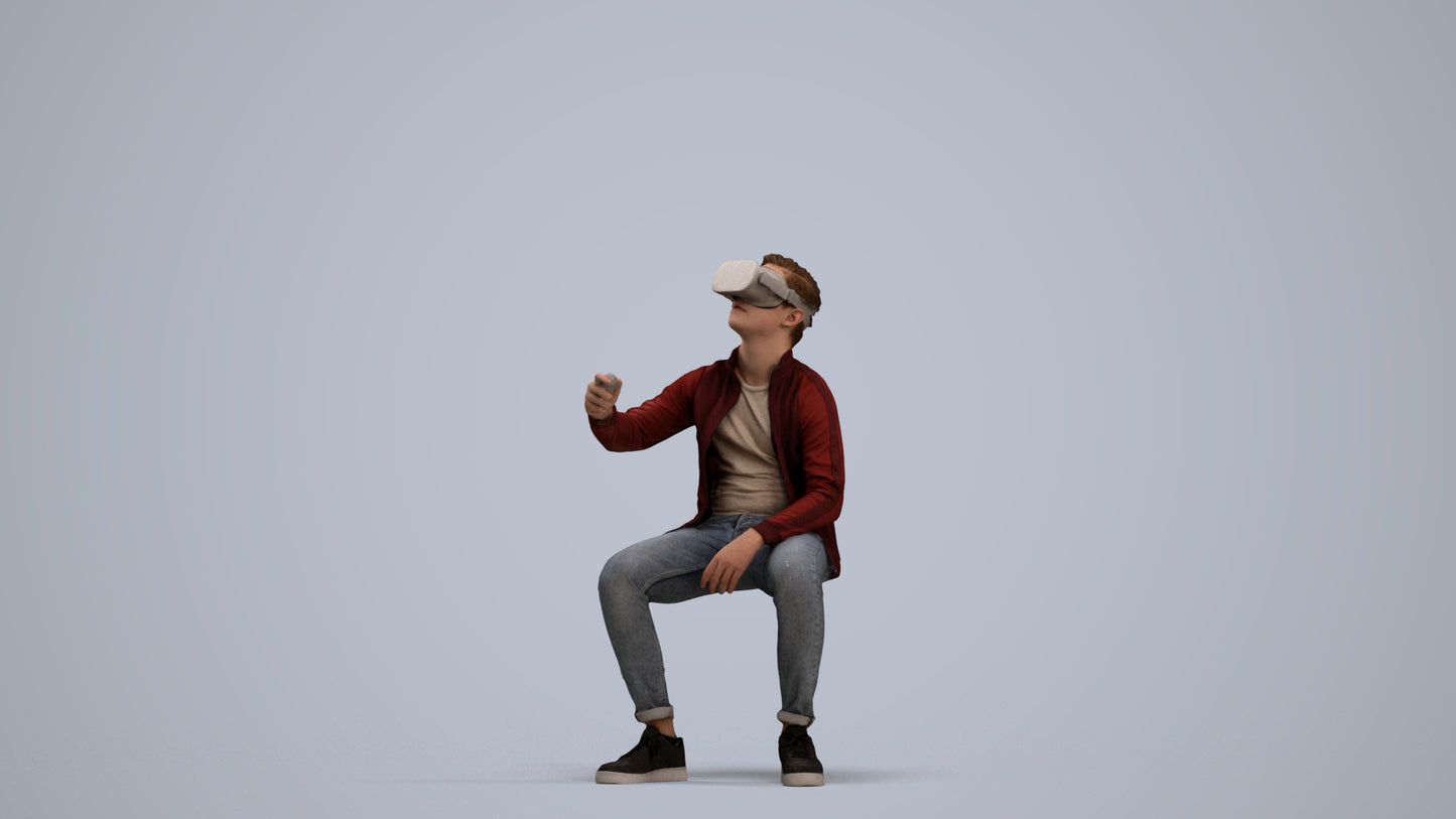 3D people model boy casual kids, scanned human for 3ds Max rendering, standing pose render