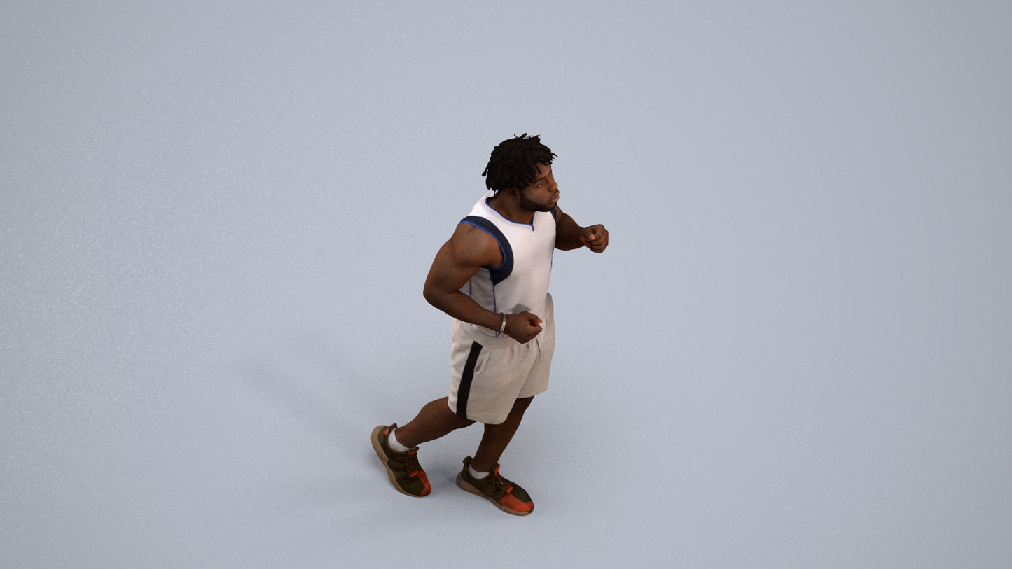 3D people model man sport, scanned human for 3ds Max rendering, back view render