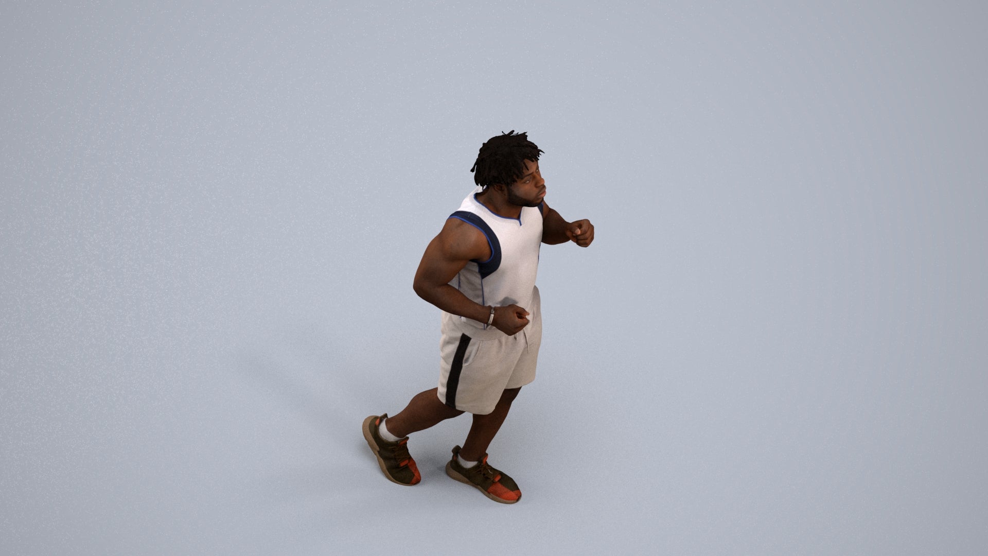 3D people model man sport, scanned human for 3ds Max rendering, back view render
