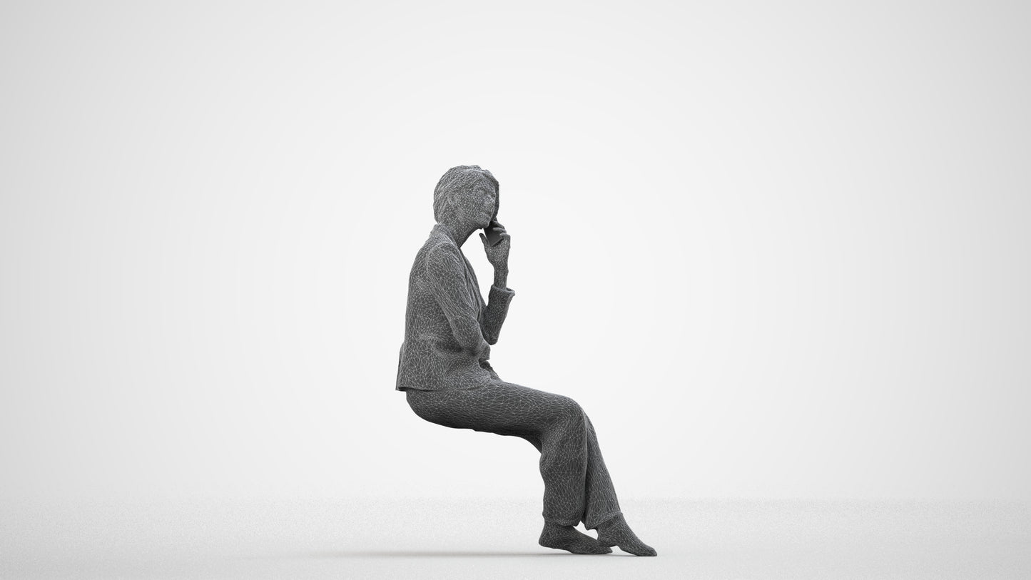 photogrammetry 3D woman business, realistic human model archviz FBX, wireframe side view