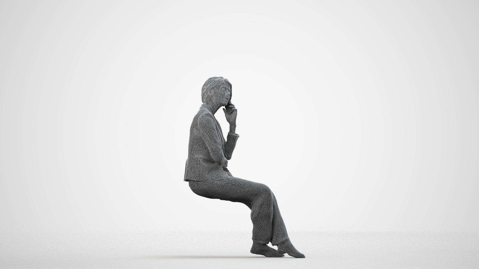 photogrammetry 3D woman business, realistic human model archviz FBX, wireframe side view