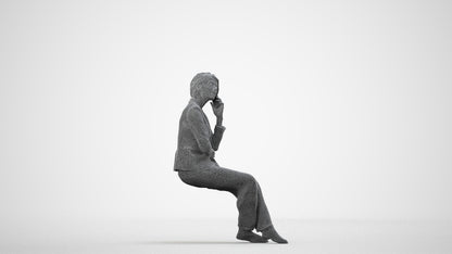 photogrammetry 3D woman business, realistic human model archviz FBX, wireframe side view