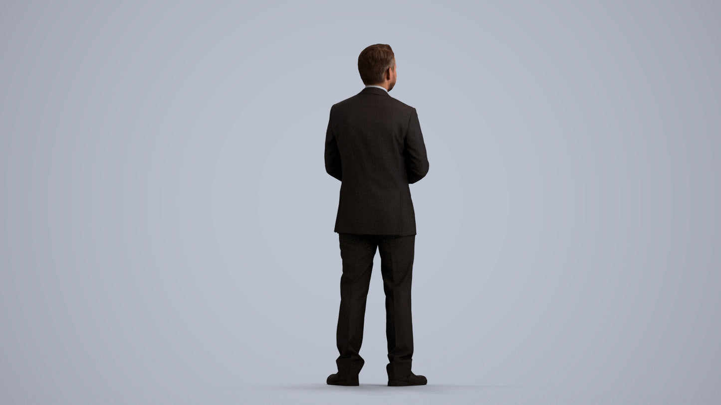 scanned 3D man business, photogrammetry people for Enscape and V-Ray, front view render