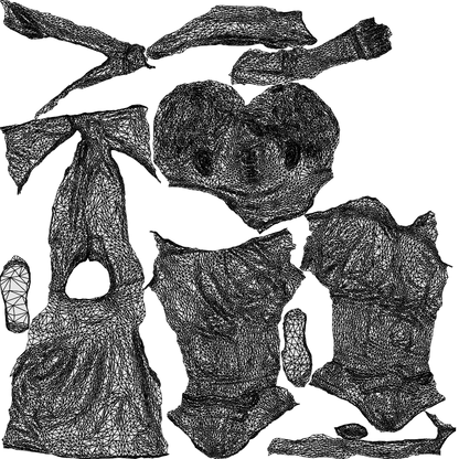 3D people model boy casual kids, scanned human for 3ds Max rendering, wireframe top-down view
