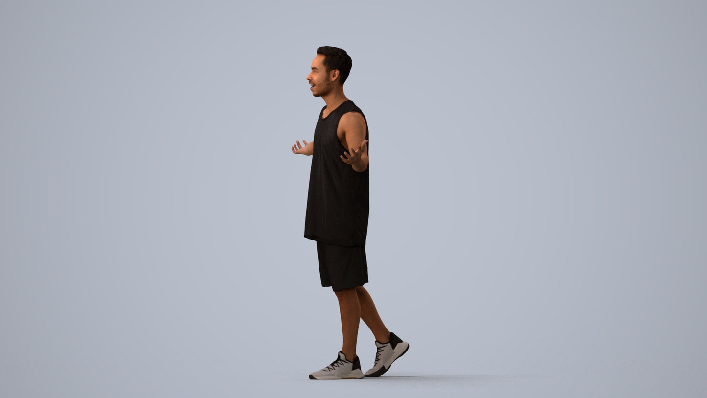 realistic 3D people man sport, render-ready for V-Ray and Corona, FBX OBJ, three-quarter view render