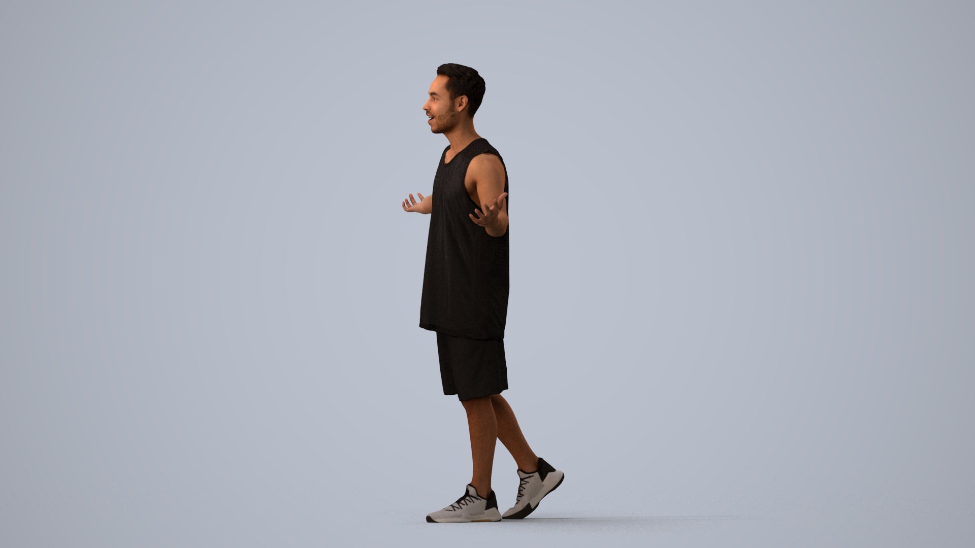 realistic 3D people man sport, render-ready for V-Ray and Corona, FBX OBJ, three-quarter view render