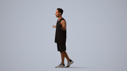 realistic 3D people man sport, render-ready for V-Ray and Corona, FBX OBJ, three-quarter view render