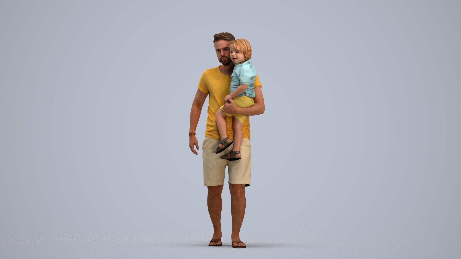 realistic 3D human boy casual kids, archviz people FBX OBJ for Blender, standing pose render