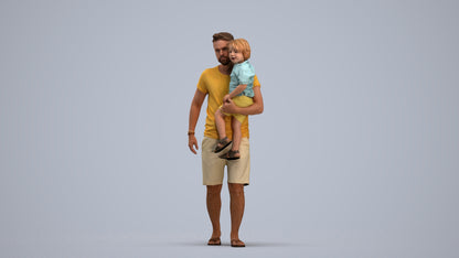 realistic 3D human boy casual kids, archviz people FBX OBJ for Blender, standing pose render