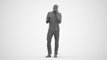 photogrammetry 3D man casual standing, realistic human model archviz FBX, three-quarter front view render